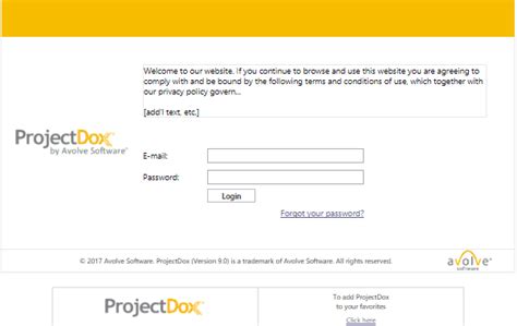 ProjectDox Login .